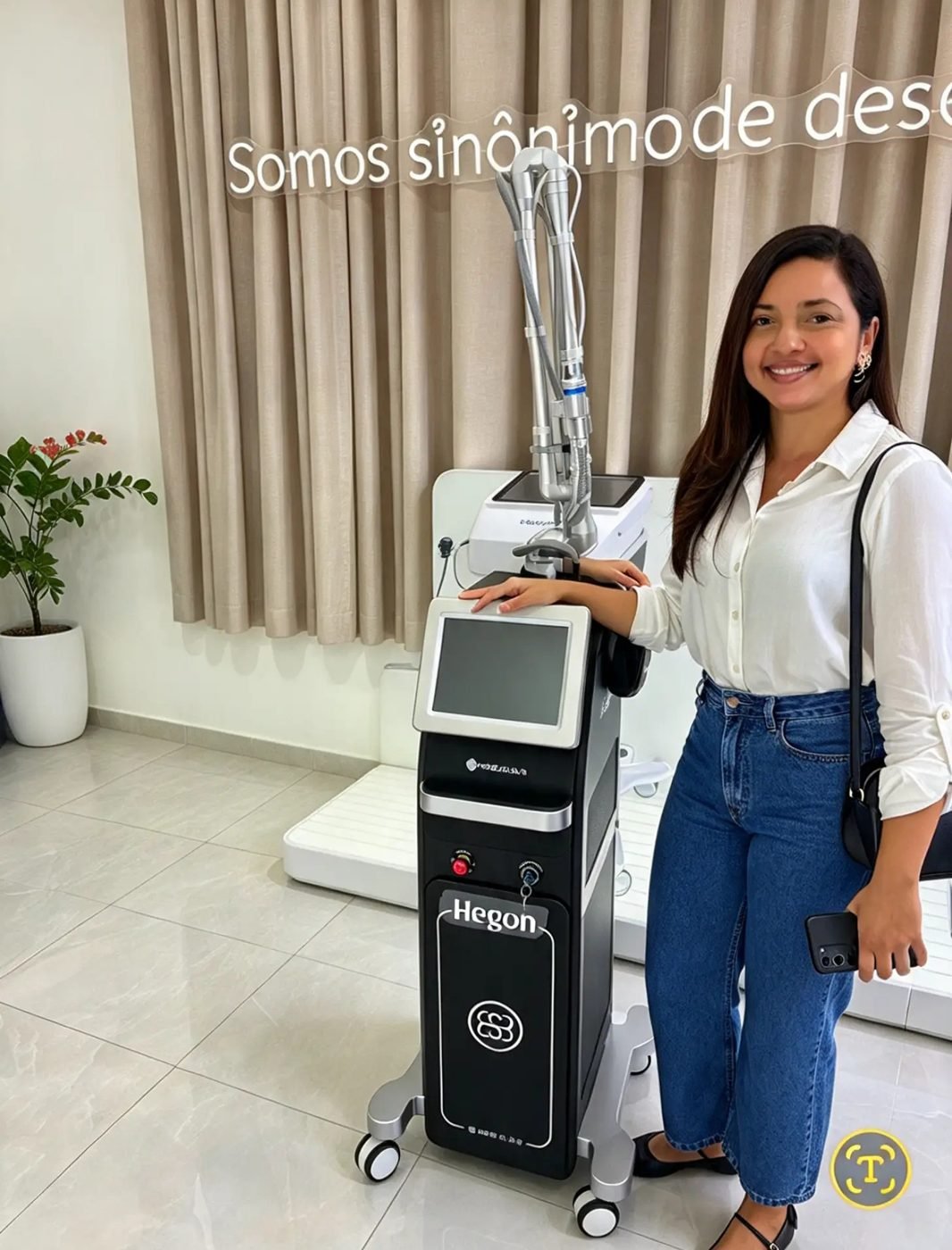 Dra. Liliam Matos com o equipamento Hegon